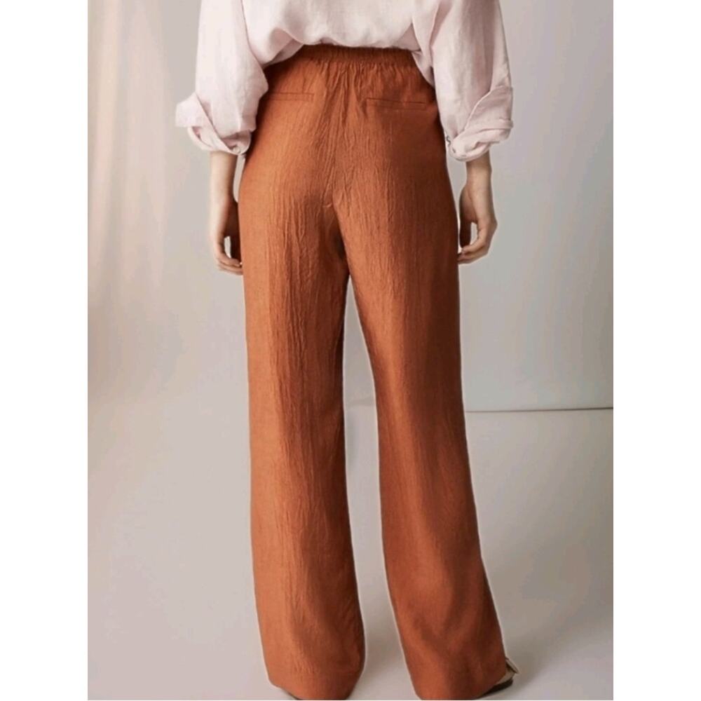NWT J. Crew Stratus Pant In Textured Satin Toasted Paprika Brown Sz Medium Tall - Picture 5 of 13